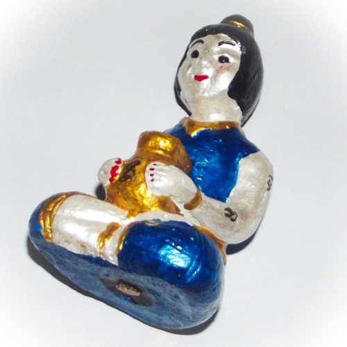 Kumaree - Female Kumarn Tong Bucha Statue (Blue) - stuffed with Nam Man Prai - Luang Por Dam - Wat Pra Puttabat Radtana Kiree