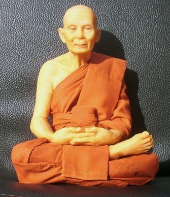 Luang Por Tan Klai (Wajasit) Bucha statue realistic wax figurine - 7.5 inch high