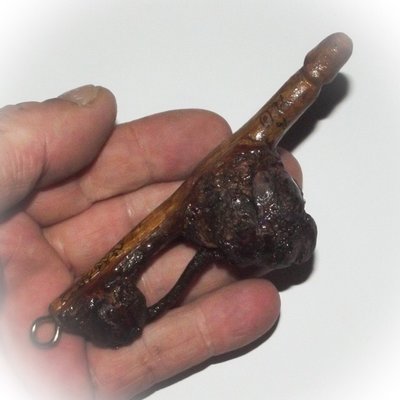 Palad Khik Mai Ga Fak Rak-Koon 4.5 Inches - Sacred Tree Branch Phallics with Khom Spell Inscription Hand Inscribed by Luang Por Prohm Wat Ban Suan