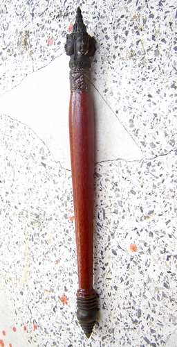 Mai Kroo Maha Prohm Jadturapakdtr (four faced Brahma Wand 11 Inch) - Luang Phu Hmun Thidtasilo - Wat Ban Jan - 2546 BE  (Extremely rare! 499 Made)