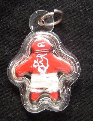 Hun Payont Riak Choke See Daeng (red) - Nuea Din Aathan (made from magical earths) , Pan Daay Khaw (white thread magic spell binder) Luang Phu In Khematewo - Wat Nong Meg