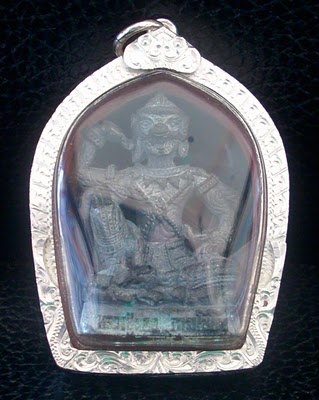 Hanuman Metta Riak Sap with solid silver casing by LP Nong Tammachoto - Wat Wang Sri Tong