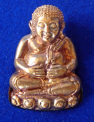 Pra Sangkajjai Wealthy Buddha - Nuea Nava Loha Dtem Suudt Phiw Lai Ngern Bad Ya Daeng  - Run Gathin Jao Sua 2554 BE - Por Tan Prohm - Wat Palanupap 2 x 2.7 Cm - Free Casing + Shipping Included #237