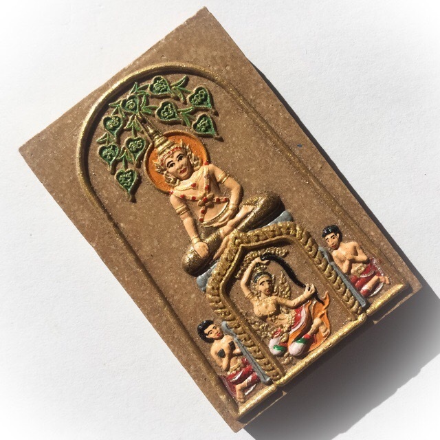 Pra Somdej Prok Po Chana Marn Hand Painted Jumbo Ongk Kroo Amulet with Dharani Earth Goddess - Pure Ittijae and Wan Powders - Ajarn Meng Khun Phaen