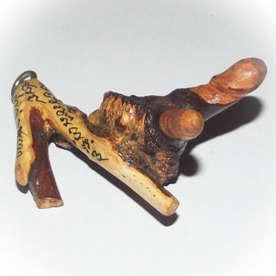 Palad Khik Mai Ga Fak Rak-Yom Jarn Mer - Sacred Tree Branch Phallics with Khom Spell Inscription Hand Inscribed by Luang Por Prohm Wat Ban Suan