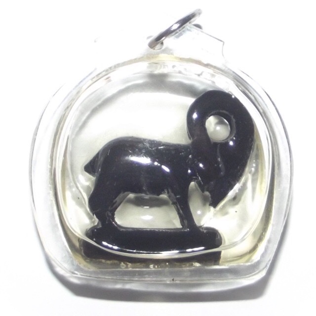 Pae Maha Lap Sanaeh Pokasap - Nuea Mai Payung - Lucky Goat Hand Carved from Sacred Treewood in Dork Tong Oil - Luang Por Prohm Wat Ban Suan