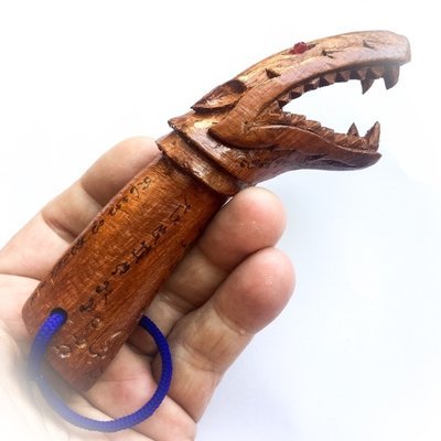 Palad Khik Hua Chamot Nuea Mai Saksit Fang Ploi 5 Inches Civet Head Lingam Amulet - Luang Por Jidtr Wat Taep Nuan Tip