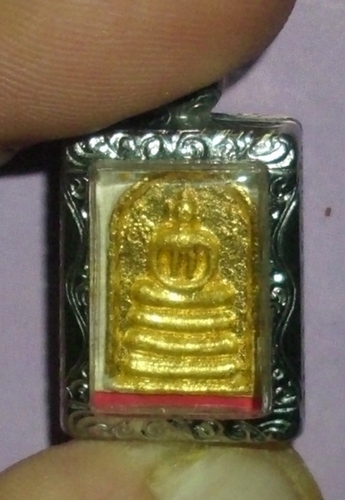 Pra Somdej Pim Gao Hnaa Sap Mongkol with gold leaf pasting and Takrut in base, 2537 BE - Luang Por Pae - Wat Pikul Tong - Fancy Case included