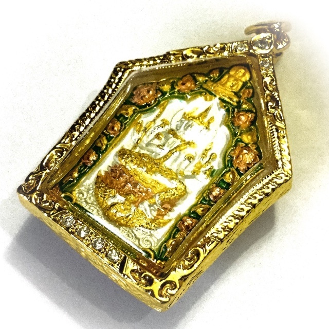 Pra Putta Prohm Prakasit Buddha-Brahma Amulet - 1 Wai Kroo + 3 Blessing Ceremonies Dang Khlang Dee Edition 2557 BE - Wat Pai Lom