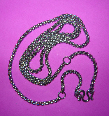 Stainless Steel Ladies Neck Chain for Amulets - fine gauge double link - for 3 amulets 24 Inches long