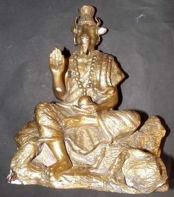 Pra Ruesi Galay Gote  Bucha Statue  6 x 7.5 x 3 Inches - Nuea Tong Chanuan (Sacred Brass alloy) - Luang Por Glom - Luang Por Glom - Wat Nong Bua (Sra Kaew)