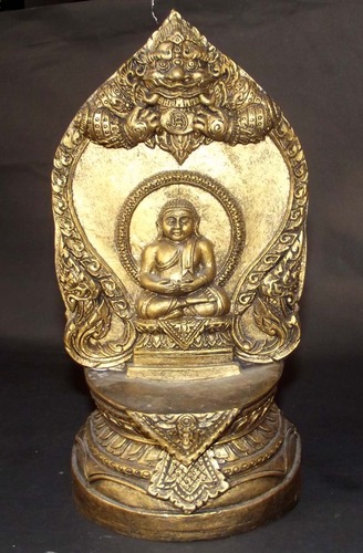 Pra Sangkajjayana Buddha with Pra Rahu, Nagas and Pra Sivali Arahant on rear face - 9 Inch high x 5 Inches wide Bucha - Luang Por Tong Parn - Wat Pha Na Ngua