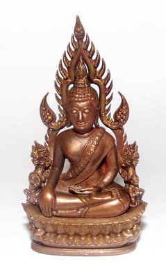 Pra Putta Chinarat (Loi Ongk Statuette) 'Jom Rachan' (Warrior King) edition 2555 BE - Nuea Bronze Nork (Sacred Bronze + Yantra Foils) - Wat Pra Sri Radtana Maha Tat (Pitsanuloke)