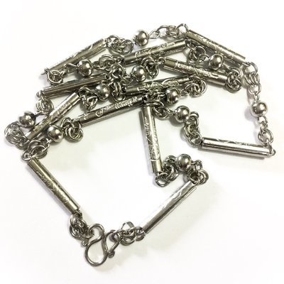 Stainless Steel Neck Chain For Amulets - Medium Gauge With Sacred Yant Nam Tao + Khom Spells - For 1-3 Amulets - 27 Inches Long
