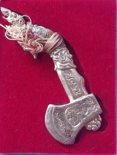 Khwan Paya Nakarach (Magic Axe with Naga Head and Sacred Thread) - &#39;Maha Waet Maha Baramee - Nuea Loha Phiw Prai Ngern (Iron alloys with Prai Silver &#39;skin&#39;) - Por Tan Prohm - Wat Palanupap 2554 BE