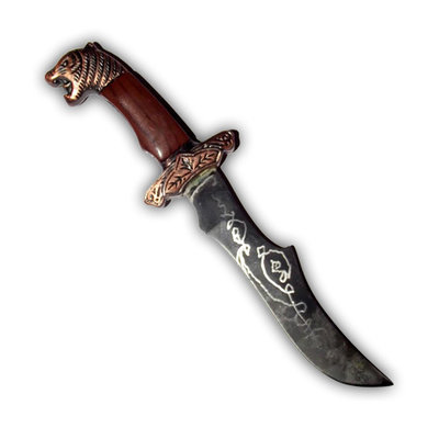 Mitmor Daam Hua Suea (Ritual Knife with Tiger Head Hilt) by Luang Phu Khai of Wat Lam Nao