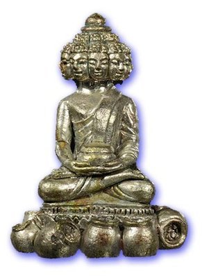 Pra Sethee Navagote Gao Hai (Nine Face Millionaire Buddha on 9 Post of Treasures) Silver and 9 Sacred Metals - 95th birthday Edition - Luang Por phad (Wat Rai) 2553 BE