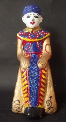 Ma Dtaeri (Hand Made + Painted Burmese Kumarn Tong - Male Version) - 5 Inches High - Nuea Din Aathan (Sacred Earth) Ud See Pherng Nam Man Prai (Prai Oil Balms inserted) - Luang Por Kane - Wat Koh Poo