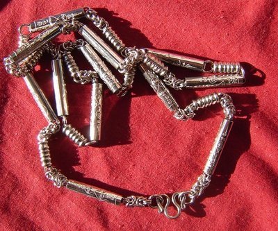 Stainless Steel Neck Chain for Amulets - thick gauge with sacred Yant Nam Tao and Khom spells - from 1 to 9 amulets attachable 30 Inches long
