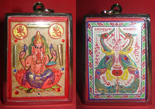 Paya Hongs Jao Sap / Pra Pikanes - Hongsa with Ganesh - fang Ploi Takrut 3K (Gemtone and three Kings Takrut) Run Choke Lap Maha Sethee - Luang Phu Hongs - 2546 BE  299 amulets made