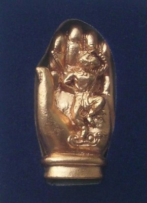 Fa Mer Pra Yulai  如来神掌 Arahant Praab Marn - Nava Loha mixed with Silver - Pra Urai Buddha Hand holding Monkey God Subduing Mara Demons - LP Bpun Tammabalo 2553 BE