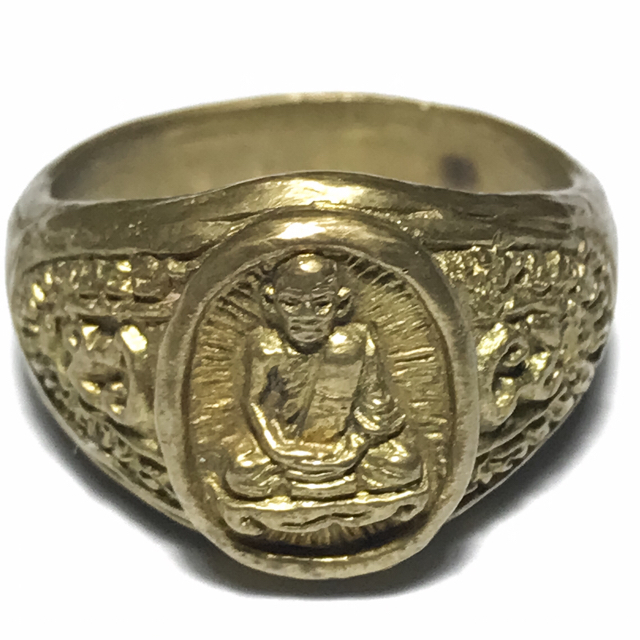 Hwaen Run Raek 1st edition Guru Monk Ring 1.7 Cm - Nuea Tong Pasom - Luang Phu Khui - Wat Sap Takian