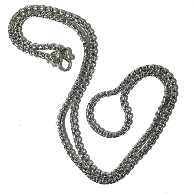 Stainless Steel 24 Inch Unisex Neck Chain 3 mm Gauge for 1 Single Amulet Rounded Square Link