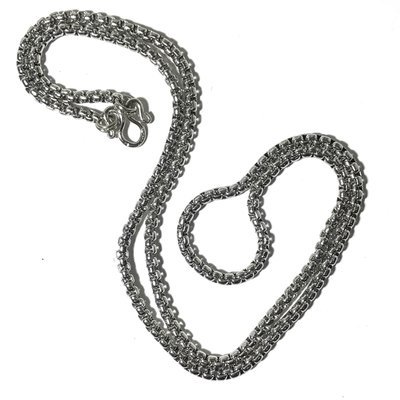 Stainless Steel 24 Inch Unisex Neck Chain 3 mm Gauge for 1 Single Amulet Rounded Square Link