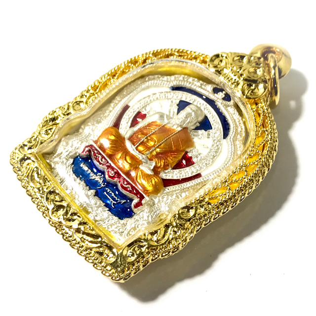 Rian Ba Chalu Nuea Ngern Long Ya Rachawadee Trairongs Solid Silver with Tricolor enamels Jaroen Baramee 89 2554 BE - Luang Phu Kambu Only 399 made