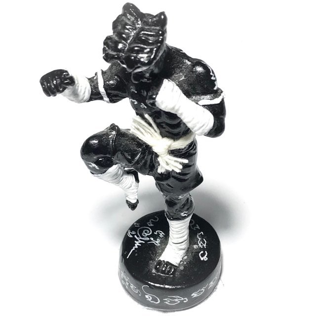 Hun Payont Nai Khanom Tom Thai Sak Yant Warrior in Fighting Posture 4 Inches High - Ajarn Uten