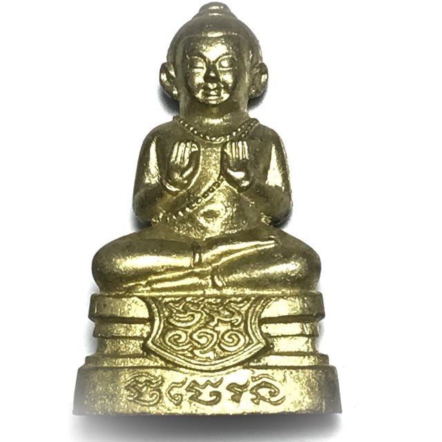 Kumarn Taep Jinda Ud See Pheung Khiaw Gesa Jiworn Nuea Chanuan Metal Statuette + Prai Oil + Monks Hair + Takrut + Civara Robe - Luang Por Rat Wat Pha Hwaay