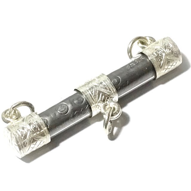 Takrut Taep Jinda Solid Silver Custom Casing 3 Rings Nam Man Prai Monks Hair Civara Robe Filled Luang Por Rat