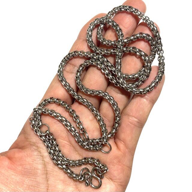 Stainless Steel Neck Chain for Amulets - Barrel-Link Design for Men - from 1 to 5 amulets attachable 32 Inches long