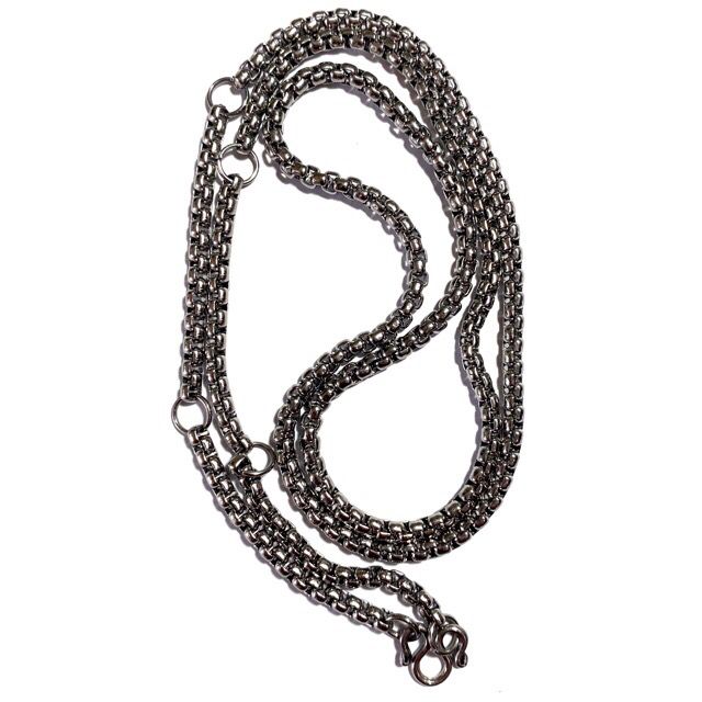 Stainless Steel Neck Chain for Amulets - Barrel-Link Design for Men - from 1 to 5 amulets attachable 32 Inches long