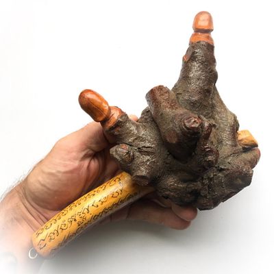 Giant Palad Khik Mai Ga Fak Rak Koon 10 x 6 x 4 Inches Sacred Tree Phallic with Khom Spell Inscription Blessed by Luang Por Prohm &amp; Khao Or Masters