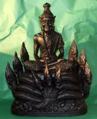 Pra Ruesi Nang Ballang Paya Nak (Ruesi on 9 Head Naga Throne) - 8 x 10 Inch - Sacred Resins with Magical Minerals - Luang Phu Nong Tammachodto - &#39;Traimas 2553 BE&#39; Edition -Wat Wang Sri Tong