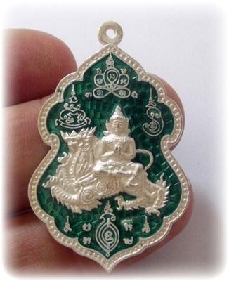 Rian Taewada Nang Singh - Deva on Rachasri Himapant Lion King - Solid Silver with Rachawadee Enamels - 70 years Anniversary Edition - LP Sakorn Wat Nong Grub 2551 BE