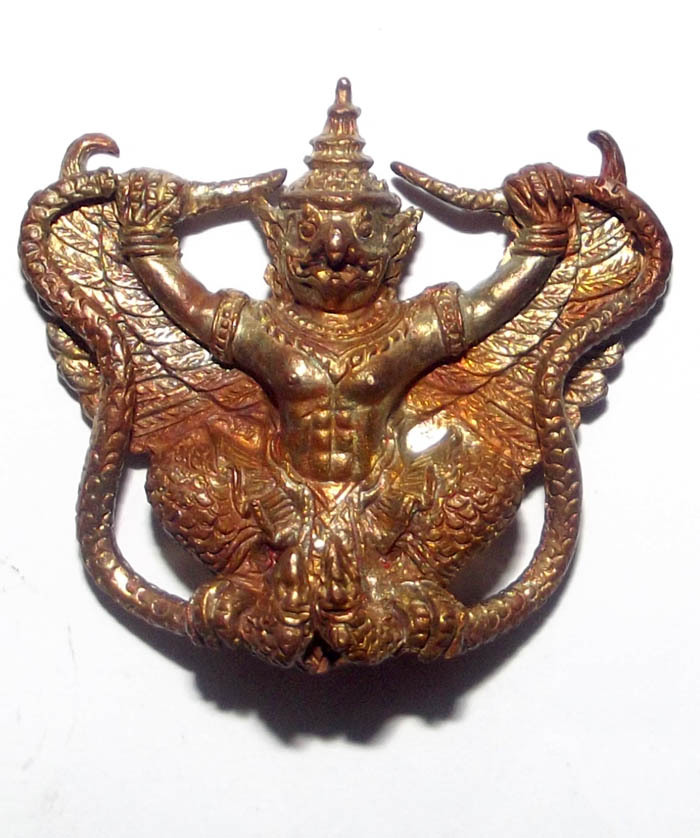 Paya Krut (Garuda with Nagas) - Nuea Nava Loha (9 Sacred Metals) 3rd edition - Thai Amulet for Increasing Status and Wealth - Luang Por Phad - Wat Rai 2554 BE
