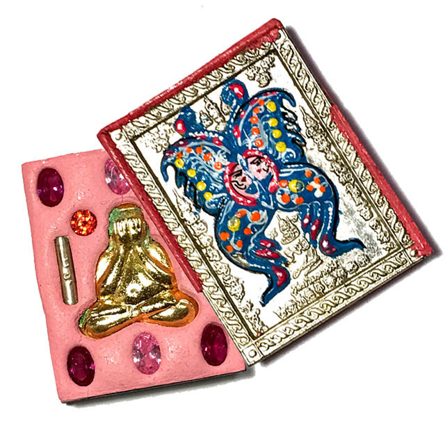 Taep Jamlaeng Pim Lek Solid Silver Face Ongk Kroo 8 Gems 2 Takrut &amp; Pra Pidta 7 Day Blessing 2555 BE - Kroo Ba Krissana