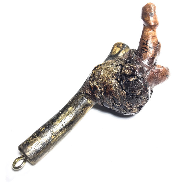 Palad Khik Mai Ga Fak Rak Koon - 5 Inches - Sacred Tree Phallic with Khom Spell Inscription Hand Inscribed by Luang Por Prohm Wat Ban Suan