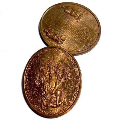 Rian Maha Yant Taep Naka Nuea Tong Daeng Great Yantra of the Nagas Medallion Amulet - Ajarn Mom Niranam 2549 BE