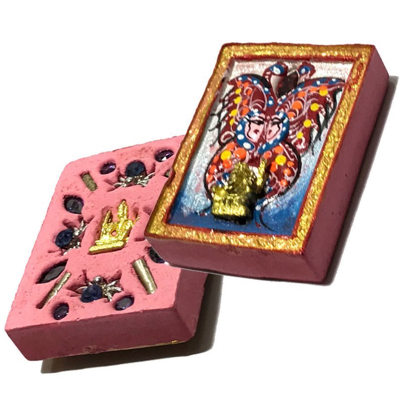 Taep Jamlaeng Pim Lek Asrom Sathan 2555 BE Blue Red Butterfly Ganesha + Brahma 13 Gems 4 Takrut Only 400 Made Kroo Ba Krissana