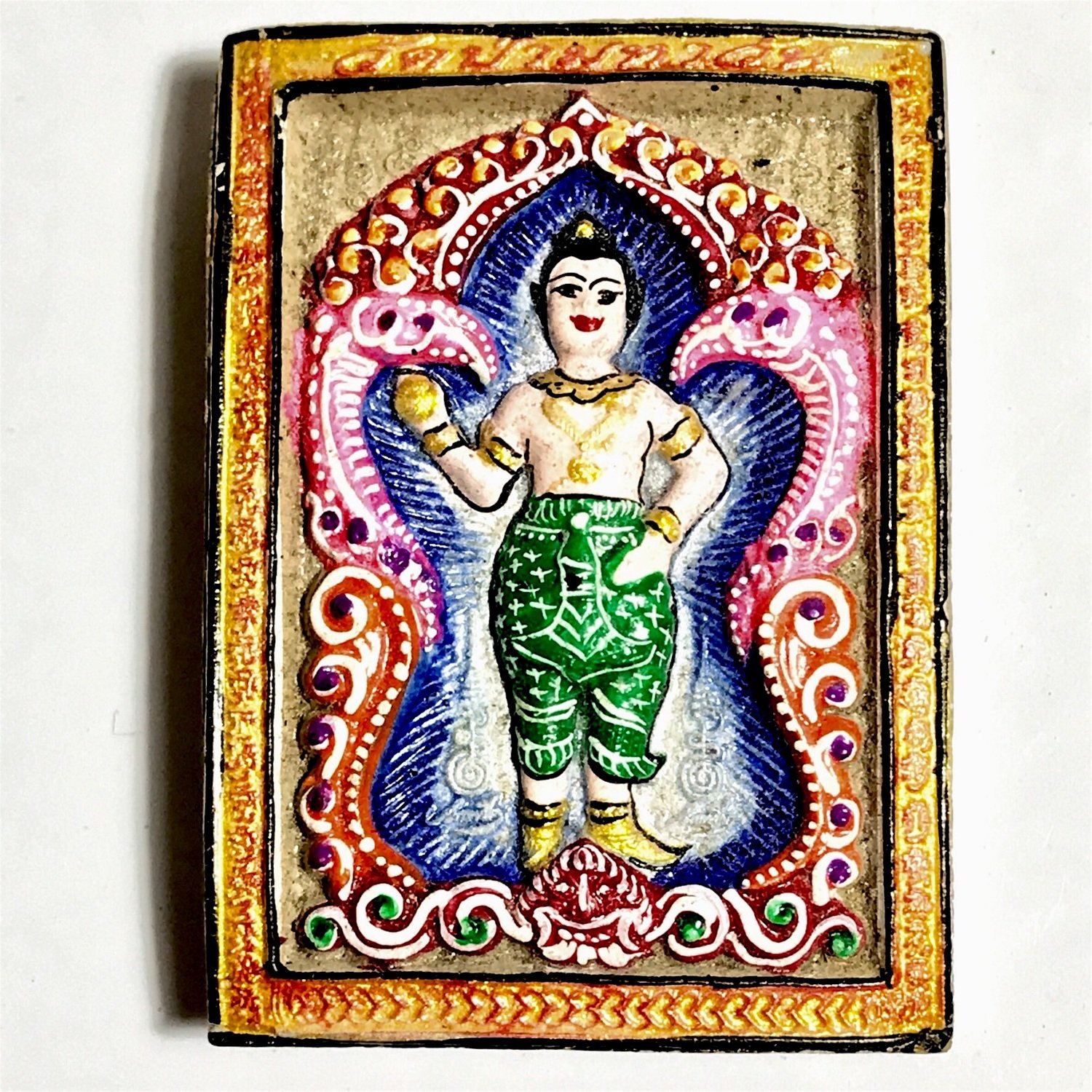 Pra Khanta Kumarn Maha Taep Mee Lai Sen Green Pants 2545 BE Skanda War God of Shiva 3 Year Empowerment - Kroo Ba Krissana