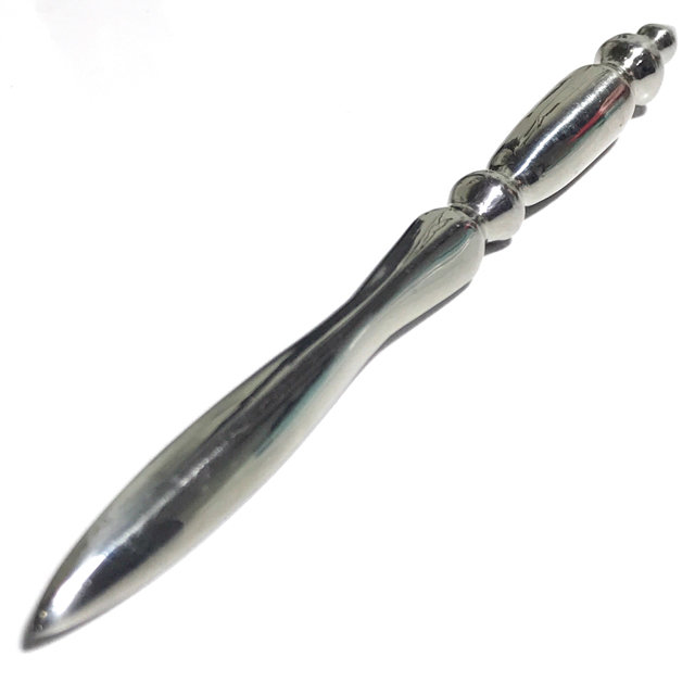 Prakhan Ritual Sceptre Knife 10 Cm Silver Lek Lai Ngern Yuang - Luang Por Huan Wat Putai Sawan 2548 BE