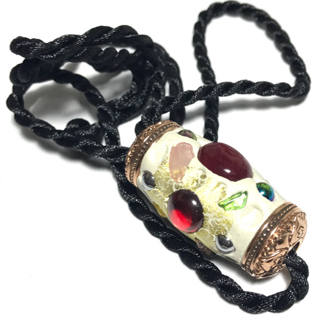 Takrut Paya Nak Suriya 2560 BE Naga Spell for Power, Promotion and Wealth Sacred Clay Coated Precious Gems Lek Lai Chanuan Beads - Pra Ajarn Som