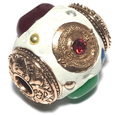 Takrut Look Om Paya Nak Suriya Kaya Siddhi Amulet for Power, Promotion and Wealth Precious Gems Lek Lai Beads - Pra Ajarn Som