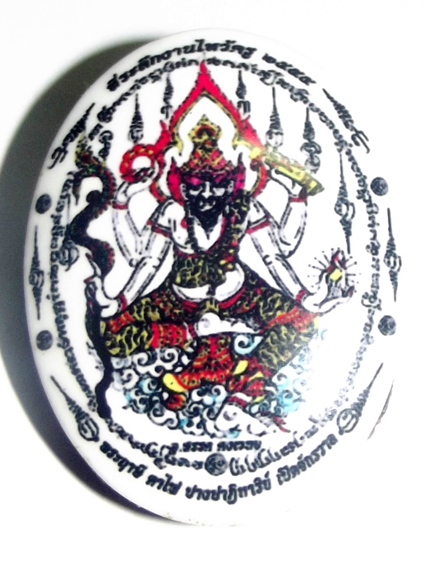 Pra Lersi Ta Fai Locket (white face) Pim Lek (small size) - Sacred Powder Filling 2 Takrut + Galam Daeng Bead - Wai Kroo 2555 BE Edition - Ajarn San Kong Waet