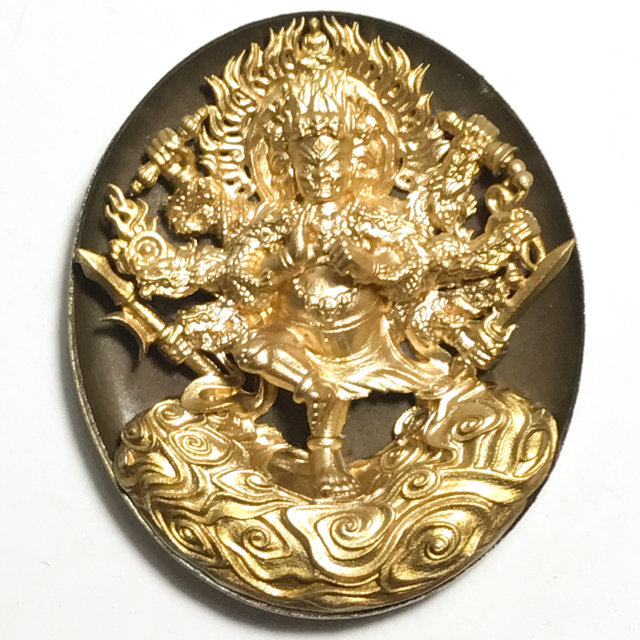 Rian Pra Tanabodee Maha Sethee Champol - Nuea Nuea Bronze Khad Ngao Vaisaravana Vajrayana Deity of Wealth Blessed at Borobudur Indonesia