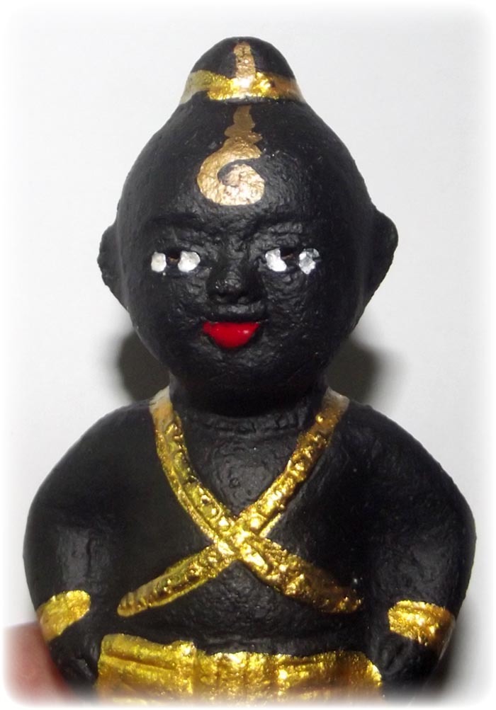 Kumarn Plai Khmer Dam Muan Sarn Gao Luang Por Chern Wat Ta Ee - 4.5 Inch High Bucha Statue - Pra Ajarn Sak - Wat Ta Ee (Buriram)