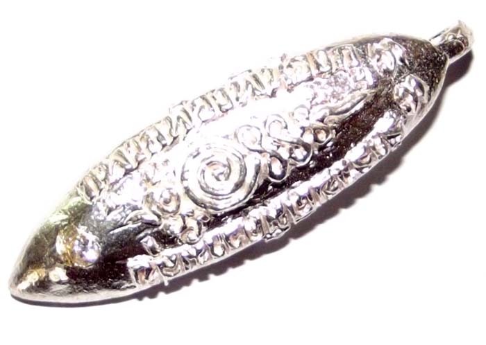Ngern Pling (ancient Laoatian monetary unit) Ongk Kroo Nuea Ngern (Solid Silver) - Run Fang Paetch (Money Leech with Diamond Eye) - Luang Ta Chuan - Wat Khwang